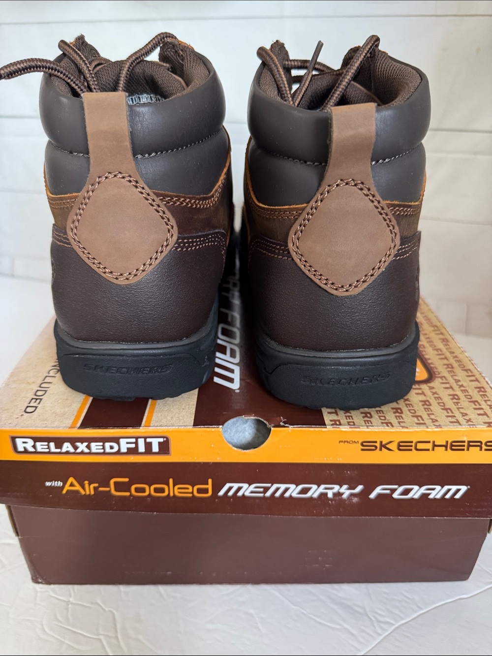 Skechers Men’s Size 14 Brown Relaxed Fit Memory Foam Work Boots Segment Garnet - Picture 4 of 8